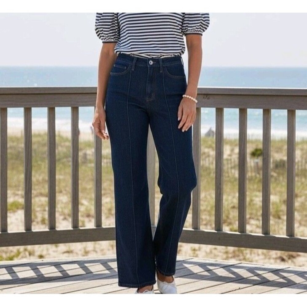 Judy Blue Cameron Wide Leg High Rise Jeans Womens 11/30 Dark Wash Nautical